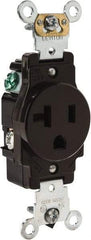 Leviton - 125 VAC, 20 Amp, 5-20R NEMA Configuration, Brown, Industrial Grade, Self Grounding Single Receptacle - 1 Phase, 2 Poles, 3 Wire, Flush Mount, Impact Resistant - Americas Tooling