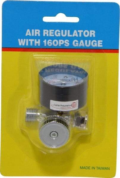 PRO-SOURCE - 1/4 NPT Port, Zinc Dial Air Regulator - 10 to 120 psi Range, 120 Max psi Supply Pressure, 1/4" Gauge Port Thread, 1.97" Wide x 1.97" High - Americas Tooling