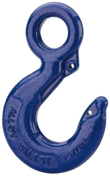 Value Collection - 2,000 Lb Capacity, Alloy Steel Eye Hook - 0.93" Hook Throat, 3.13" Reach, 3/4" Eye ID, 4.37" OAL, Plain Finish - Americas Tooling