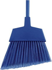 O-Cedar - 12" Wide, Blue Polypropylene Bristles, 48" Metal Handle, Angled Broom - Flagged - Americas Tooling