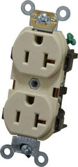 Leviton - 125 VAC, 20 Amp, 5-20R NEMA Configuration, Ivory, Industrial Grade, Self Grounding Duplex Receptacle - 1 Phase, 2 Poles, 3 Wire, Flush Mount, Impact and Tamper Resistant - Americas Tooling