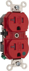 Leviton - 125 VAC, 20 Amp, 5-20R NEMA Configuration, Red, Hospital Grade, Self Grounding Duplex Receptacle - 1 Phase, 2 Poles, 3 Wire, Flush Mount, Tamper Resistant - Americas Tooling