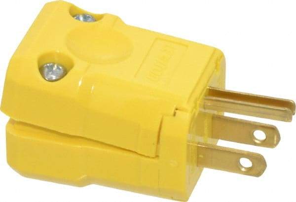 Leviton - 125 VAC, 15 Amp, 5-15P NEMA, Valise, Self Grounding, Industrial Grade Plug - 2 Pole, 3 Wire, 1 Phase, Nylon, Yellow - Americas Tooling