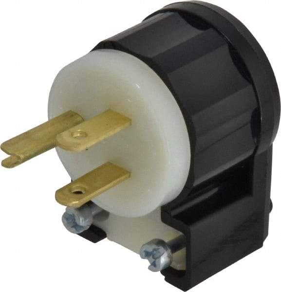 Leviton - 125 VAC, 15 Amp, 5-15P NEMA, Angled, Self Grounding, Industrial Grade Plug - 2 Pole, 3 Wire, 1 Phase, Nylon, Black, White - Americas Tooling