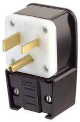 Leviton - 125 VAC, 50 Amp, 5-50P NEMA, Angled, Self Grounding, Industrial Grade Plug - 2 Pole, 3 Wire, 1 Phase, Nylon, Black - Americas Tooling