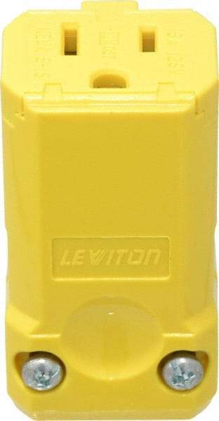 Leviton - 125 VAC, 15 Amp, 5-15R NEMA, Valise, Self Grounding, Industrial Grade Connector - 2 Pole, 3 Wire, 1 Phase, Nylon, Yellow - Americas Tooling