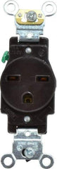 Leviton - 250 VAC, 15 Amp, 6-15R NEMA Configuration, Brown, Industrial Grade, Self Grounding Single Receptacle - 1 Phase, 2 Poles, 3 Wire, Flush Mount, Impact Resistant - Americas Tooling