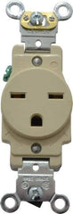 Leviton - 250 VAC, 15 Amp, 6-15R NEMA Configuration, Ivory, Industrial Grade, Self Grounding Single Receptacle - 1 Phase, 2 Poles, 3 Wire, Flush Mount, Impact Resistant - Americas Tooling