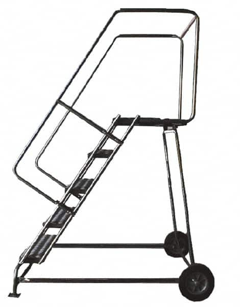 Ballymore - 83" 5 Step Ladder - Rolling Safety Ladder, 300 Lb Capacity, 50" Platform Height, 30" Base Width x 43" Depth, Heavy-Duty Serrated Grating - Americas Tooling