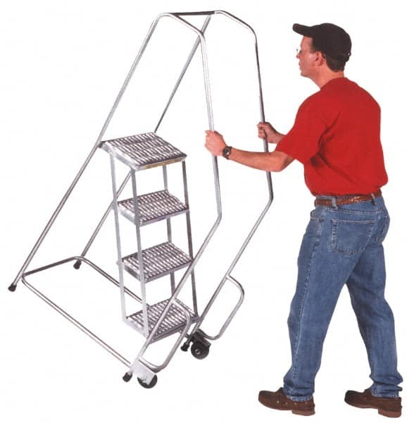 Ballymore - 58-1/2" 3 Step Ladder - 300 Lb Capacity, 28-1/2" Platform Height, 20" Base Width x 25" Depth, Heavy-Duty Serrated Grating - Americas Tooling