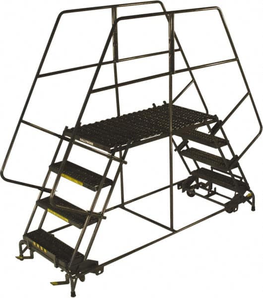 Ballymore - 68" 3 Step Double Entry Work Platform - Rolling Work Platform, 800 Lb Capacity, 30" Platform Height, 33" Base Width x 96" Base Depth, Grip Strut - Americas Tooling