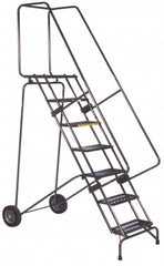 Ballymore - 153" 12 Step Ladder - 350 Lb Capacity, 120" Platform Height, 30" Base Width x 88" Base Depth, Perforated Tread - Americas Tooling