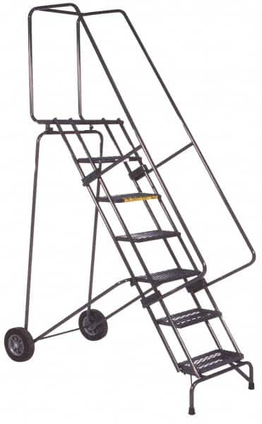 Ballymore - 133" 10 Step Ladder - 350 Lb Capacity, 100" Platform Height, 30" Base Width x 76" Base Depth, Perforated Tread - Americas Tooling