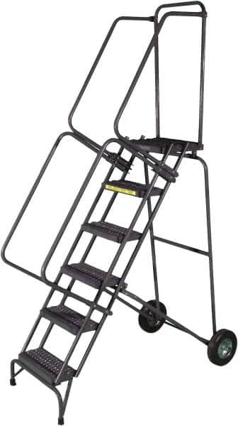 Ballymore - 93" 6 Step Ladder - 350 Lb Capacity, 60" Platform Height, 30" Base Width x 52" Base Depth, Heavy-Duty Serrated Grating - Americas Tooling