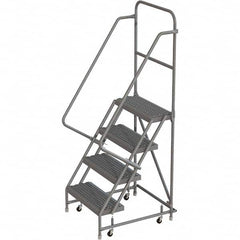 TRI-ARC - 76" 4 Step Rolling Platform Ladder - 450 Lb Capacity, 40" Platform Height, 30" Base Width x 35" Depth, Serrated Tread - Americas Tooling