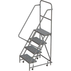 TRI-ARC - 76" 4 Step Rolling Platform Ladder - 450 Lb Capacity, 40" Platform Height, 30" Base Width x 35" Depth, Perforated Tread - Americas Tooling