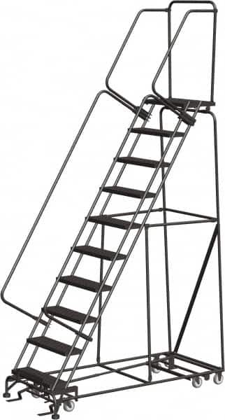 Ballymore - 133" 10 Step All-Directional Ladder - Rolling Safety Ladder, 450 Lb Capacity, 100" Platform Height, 32" Base Width x 74" Depth, Perforated Tread - Americas Tooling