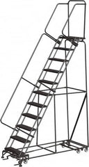 Ballymore - 143" 11 Step All-Directional Ladder - Rolling Safety Ladder, 450 Lb Capacity, 110" Platform Height, 32" Base Width x 80" Depth, Expanded Metal Tread - Americas Tooling