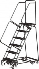 Ballymore - 93" 6 Step All-Directional Ladder - Rolling Safety Ladder, 450 Lb Capacity, 60" Platform Height, 30" Base Width x 49" Depth, Perforated Tread - Americas Tooling