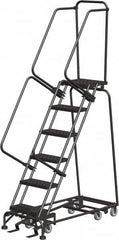 Ballymore - 93" 6 Step All-Directional Ladder - Rolling Safety Ladder, 450 Lb Capacity, 60" Platform Height, 24" Base Width x 49" Depth, Perforated Tread - Americas Tooling