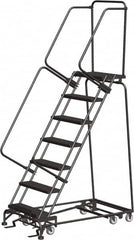 Ballymore - 103" 7 Step Ladder - Rolling Safety Ladder, 450 Lb Capacity, 70" Platform Height, 30" Base Width x 55" Depth, Expanded Metal Tread - Americas Tooling