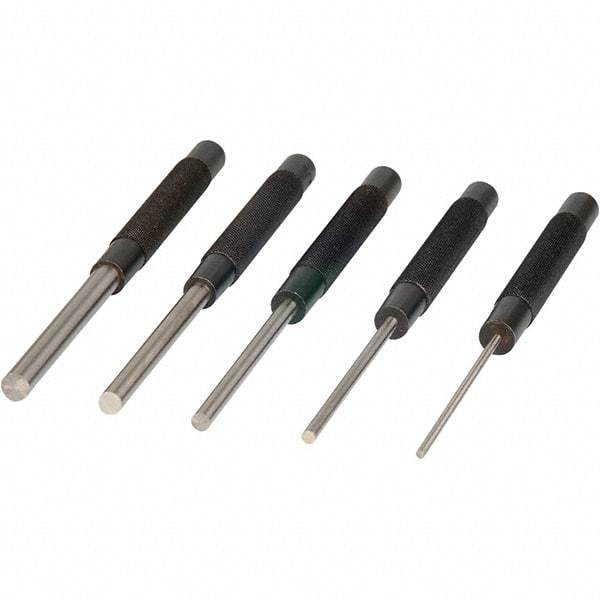 Mitutoyo - 5 Piece, 1/8 to 3/8", X-Long Punch - Round Shank, Comes in Plastic Sleeve - Americas Tooling