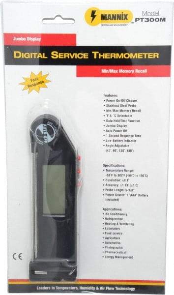 General - -58 to 302°F Pocket Digital Thermometer - LCD Display, Stainless Steel Probe Sensor, Battery Power - Americas Tooling