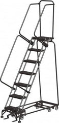 Ballymore - 103" 7 Step All-Directional Ladder - Rolling Safety Ladder, 450 Lb Capacity, 70" Platform Height, 24" Base Width x 55" Depth, Expanded Metal Tread - Americas Tooling