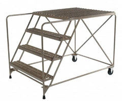 PW Platforms - 3 Step, 30 Inch Overall Height, Heavy Duty Serrated Grating, Steel Work Platform - 600 Lb. Load Capacity, 30 Inch Platform Height, 38 Inch Base Width x 48 Inch Base Depth - Americas Tooling