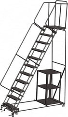 Ballymore - 143" 11 Step Ladder - 450 Lb Capacity, 110" Platform Height, 32" Base Width x 87" Depth, Perforated Tread - Americas Tooling