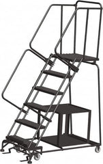 Ballymore - 93" 6 Step Ladder - Safety Stock Picking Ladder, 450 Lb Capacity, 60" Platform Height, 30" Base Width x 55" Depth, Expanded Metal Tread - Americas Tooling