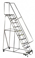 Ballymore - 133" 10 Step Ladder - Rolling Safety Ladder, 450 Lb Capacity, 100" Platform Height, 32" Base Width x 74" Depth, Perforated Tread - Americas Tooling