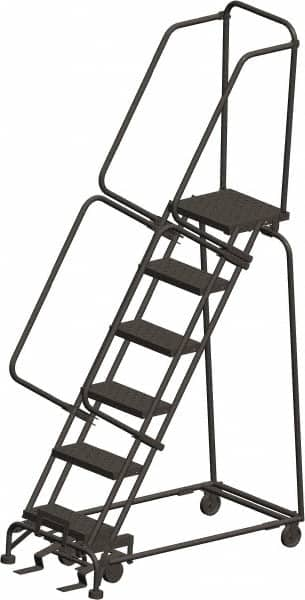 Ballymore - 93" 6 Step Ladder - 300 Lb Capacity, 60" Platform Height, 24" Base Width x 49" Depth, Heavy-Duty Serrated Grating - Americas Tooling