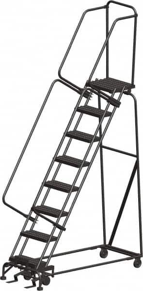 Ballymore - 113" 8 Step Ladder - Rolling Safety Ladder, 450 Lb Capacity, 80" Platform Height, 24" Base Width x 61" Depth, Heavy-Duty Serrated Grating - Americas Tooling