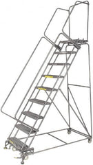 Ballymore - 123" 9 Step Ladder - 300 Lb Capacity, 90" Platform Height, 32" Base Width x 68" Depth, Perforated Tread - Americas Tooling