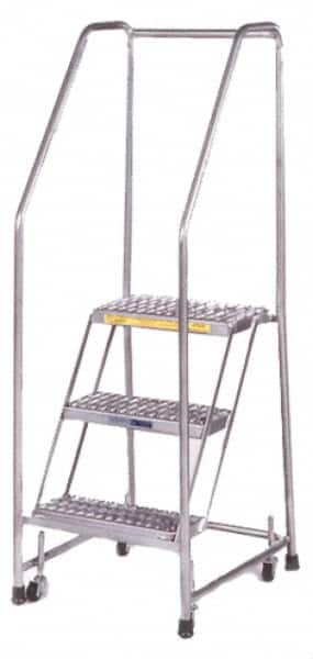 Ballymore - 93" 6 Step Ladder - Rolling Safety Ladder, 450 Lb Capacity, 60" Platform Height, 24" Base Width x 50" Depth, Heavy-Duty Serrated Grating - Americas Tooling