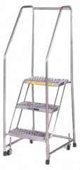 Ballymore - 93" 6 Step Ladder - Rolling Safety Ladder, 450 Lb Capacity, 60" Platform Height, 24" Base Width x 50" Depth, Heavy-Duty Serrated Grating - Americas Tooling