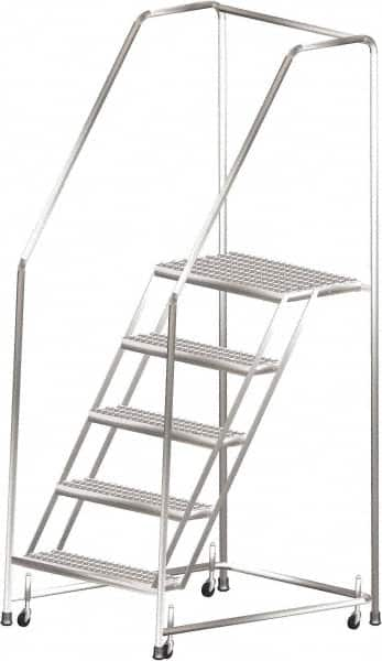 Ballymore - 83" 5 Step Ladder - 300 Lb Capacity, 50" Platform Height, 30" Base Width x 44" Depth, Heavy-Duty Serrated Grating - Americas Tooling