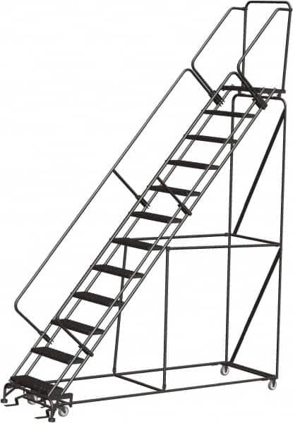 Ballymore - 153" 12 Step Ladder - 350 Lb Capacity, 120" Platform Height, 32" Base Width x 116" Depth, Expanded Metal Tread - Americas Tooling