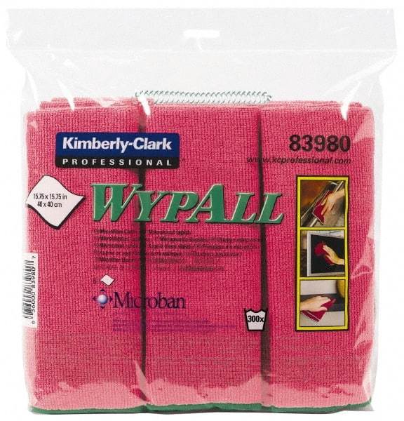 WypAll - Reusable Microfiber Wipes - Packet, 15-3/4" x 15-3/4" Sheet Size, Red - Americas Tooling