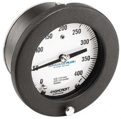 Ashcroft - 4-1/2" Dial, 1/4 Thread, 0-400 Scale Range, Pressure Gauge - Center Back Connection Mount, Accurate to 0.5% of Scale - Americas Tooling