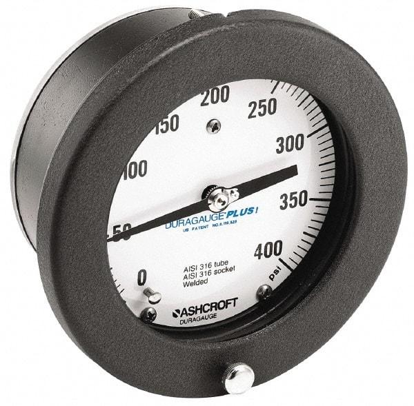 Ashcroft - 4-1/2" Dial, 1/4 Thread, 0-1,000 Scale Range, Pressure Gauge - Center Back Connection Mount, Accurate to 0.5% of Scale - Americas Tooling