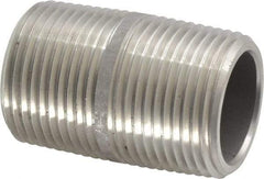 Merit Brass - Schedule 80, 1" Pipe x 2" Long, Grade 304/304L Stainless Steel Pipe Nipple - Seamless & Threaded - Americas Tooling