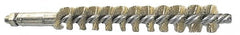 Schaefer Brush - 4" Brush Length, 11/16" Diam, Double Stem, Single Spiral Tube Brush - 6-1/4" Long, Brass, 1/4-28 Male Connection - Americas Tooling