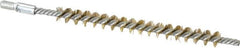 Schaefer Brush - 3" Brush Length, 1/4" Diam, Double Stem, Single Spiral Tube Brush - 4-1/2" Long, Brass, 8-32 Male Connection - Americas Tooling