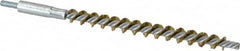 Schaefer Brush - 4" Brush Length, 3/8" Diam, Double Stem, Single Spiral Tube Brush - 6-1/4" Long, Brass, 8-32 Male Connection - Americas Tooling