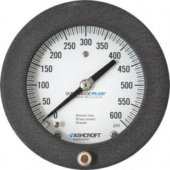 Ashcroft - 4-1/2" Dial, 1/4 Thread, 0-600 Scale Range, Pressure Gauge - Center Back Connection Mount, Accurate to 0.5% of Scale - Americas Tooling