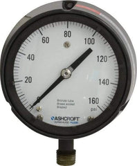 Ashcroft - 4-1/2" Dial, 1/2 Thread, 0-160 Scale Range, Pressure Gauge - Lower Connection, Rear Flange Connection Mount, Accurate to 0.5% of Scale - Americas Tooling