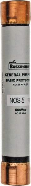 Cooper Bussmann - 600 VAC, 5 Amp, Fast-Acting General Purpose Fuse - Fuse Holder Mount, 127mm OAL, 50 at AC/DC kA Rating, 13/16" Diam - Americas Tooling