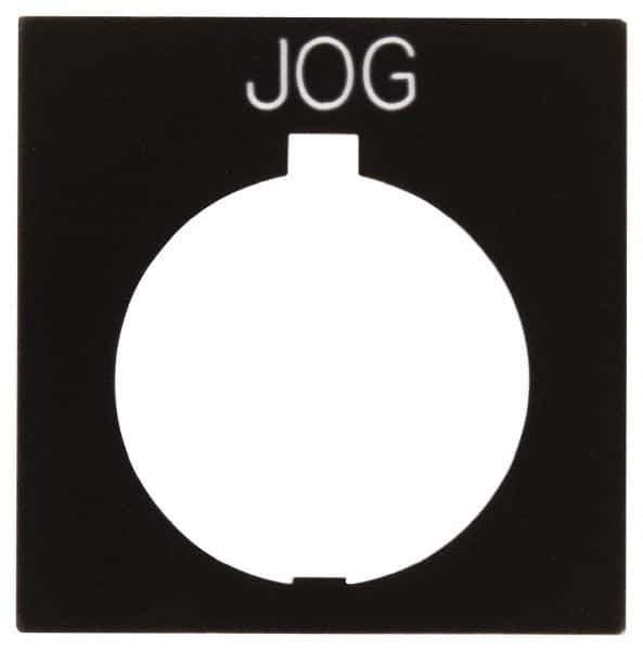 Eaton Cutler-Hammer - Square, Legend Plate - Jog - Black Background, 30-1/2mm Hole Diameter, 1.77 Inch Square - Americas Tooling